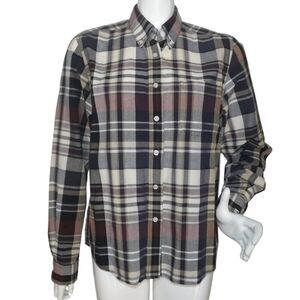 ROCKIES Blouse, L, Red/Gray/Tan Plaid, Buttons, Collar, Long sleeves VINTAGE